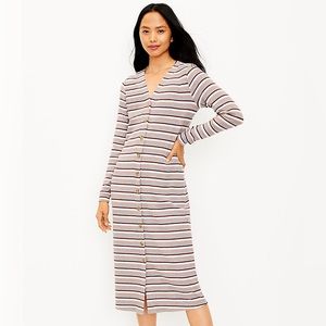 LOFT ✨NWTs✨ Stripe Ribbed Button Midi Dress